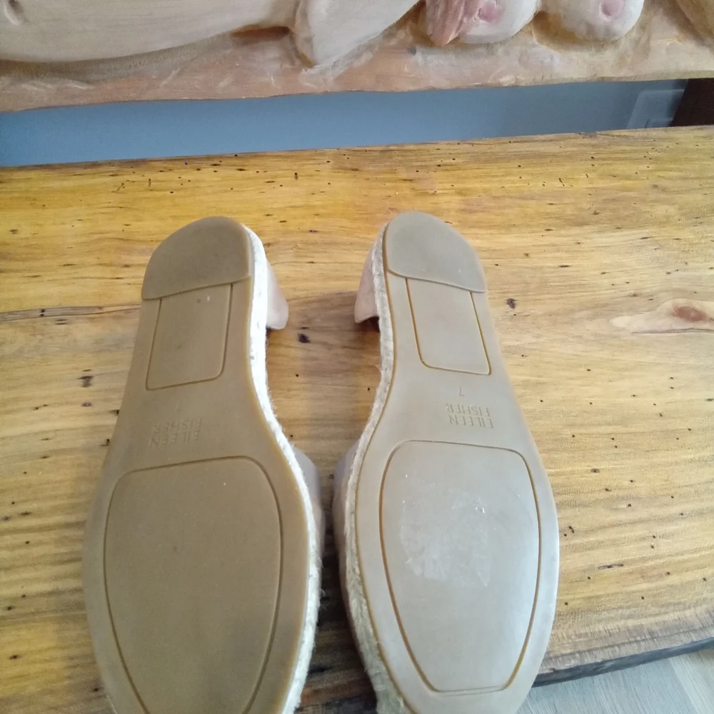 Eileen Fisher Lady Tumbled Tan Nubuck Espadrille Shoes Size 7